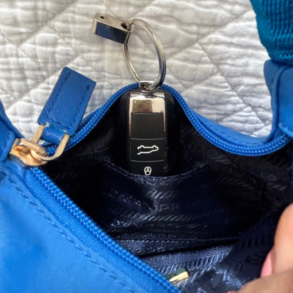 Auth PRADA Logo Mini Shoulder Bag Blue Nylon - Picture 10 of 10